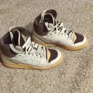 Adidas "Respect Me" shoes, white, brown and yellow, size 7